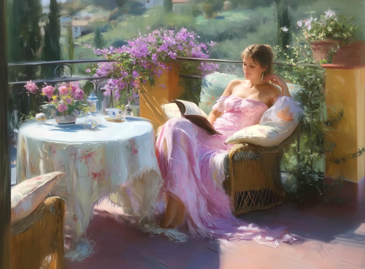 «Après-Midis Paisibles » – Tirage Giclée Romantique sur Toile
