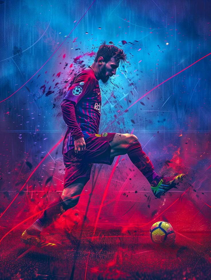 Messi – Lienzo Giclée Neón | Homenaje al FC Barcelona