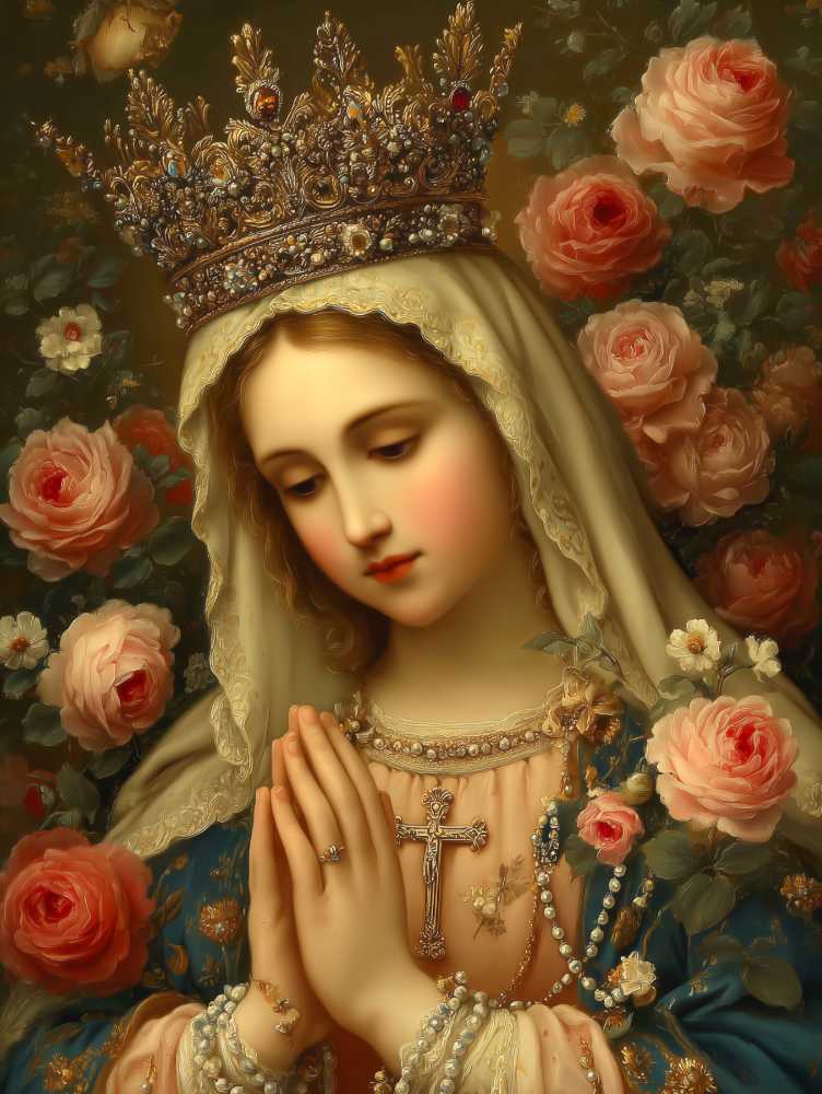 Crowned Virgin Mary — Queen of Heaven — Giclée Canvas Print