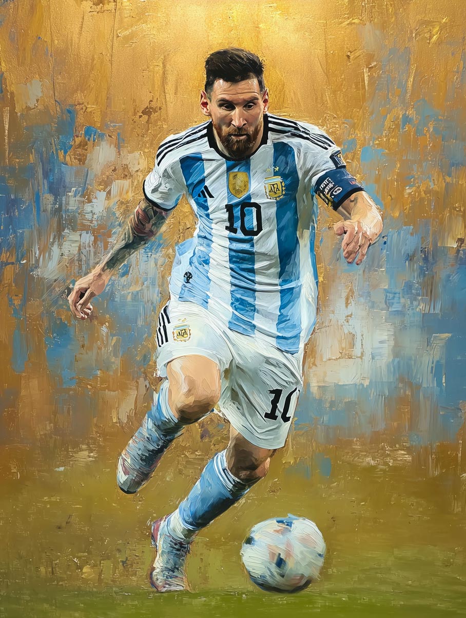 Messi – Giclée Canvas Print of Argentina’s Football Icon