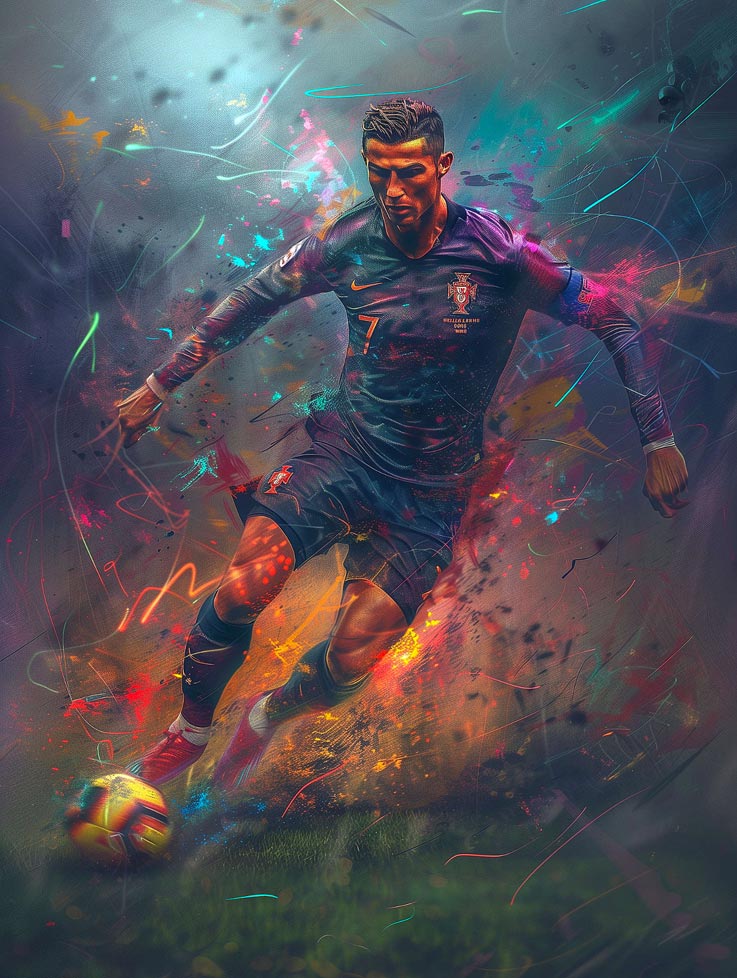 Cristiano Ronaldo in Motion – Giclée Canvas Print of Football Legend