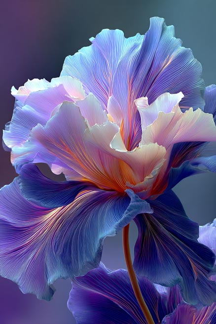 Rêve d’Iris Irridescent – Giclée Floral Moderne sur Toile | Art Botanique Mural