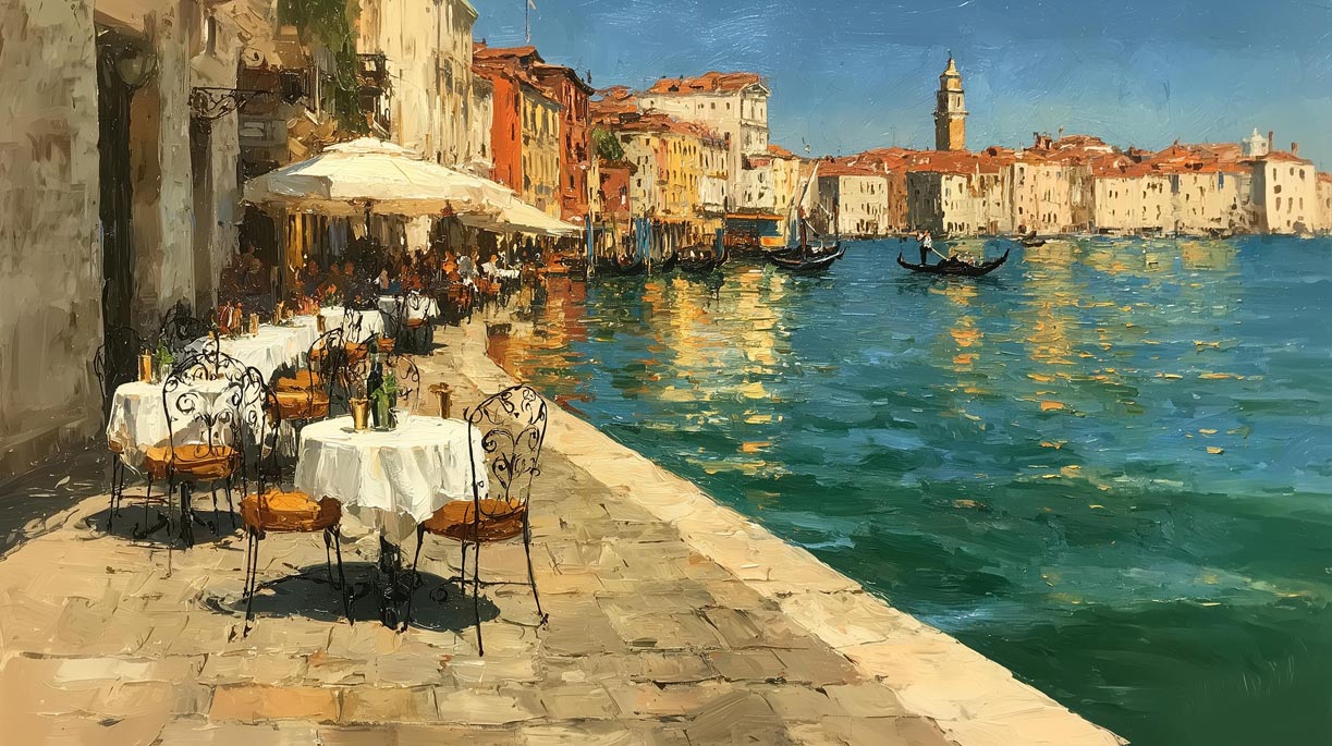Venetian Reflections – Panoramic Giclée Canvas Print