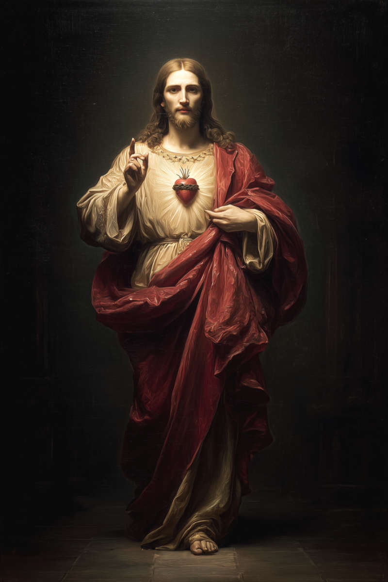 „Heiliges Herz Jesu“ – Klassischer Giclée-Leinwanddruck
