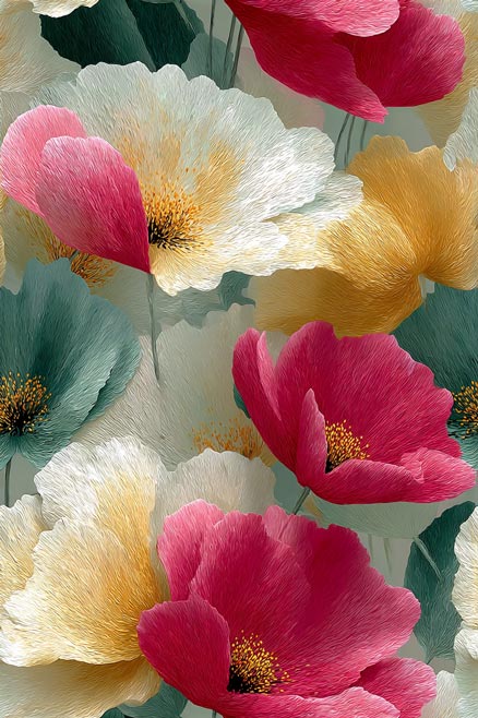Fleurs Murmure Écarlate – Giclée Floral Moderne sur Toile | Art Botanique Mural