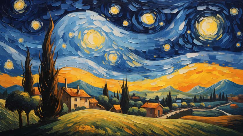 Golden Starry Night – Giclée Canvas Inspired by Van Gogh