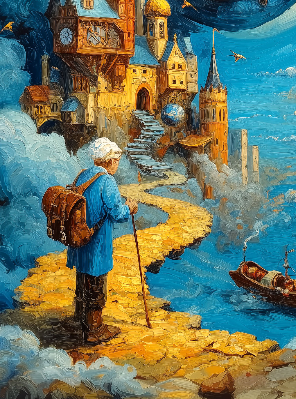 "Path of Time" – Surreal Fantasy Journey Through Clouds and Clockwork Skies