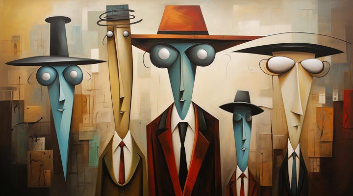 Les Étrangers Bien Habillés – Giclée Panoramique sur Toile