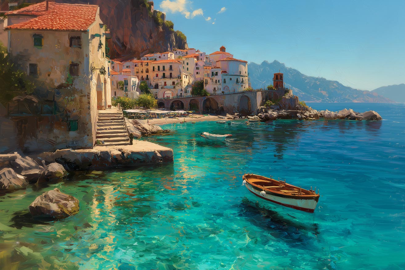 Azure Serenity – Amalfi Coast Giclée Canvas Print