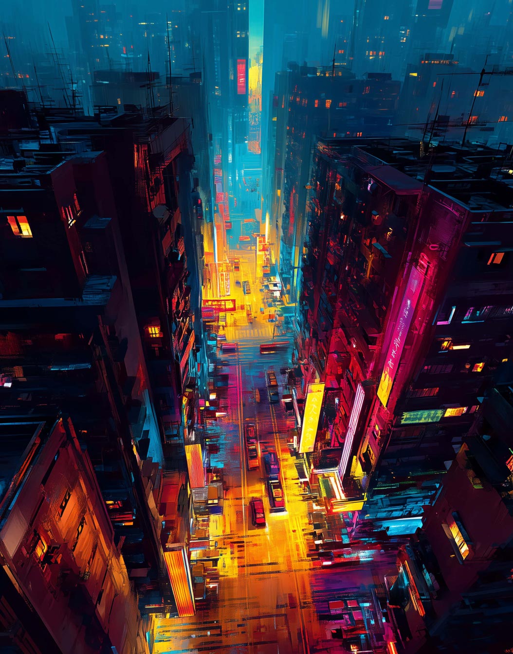 Neon City – Cyberpunk Giclée Canvas Print