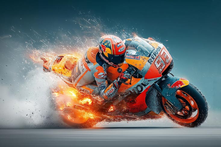 Speed Inferno – Marc Márquez #93 Blazing Giclée Motorcycle Racing Art