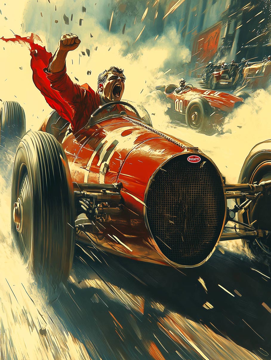 Victory in Red – Vintage Grand Prix Racing Art Print