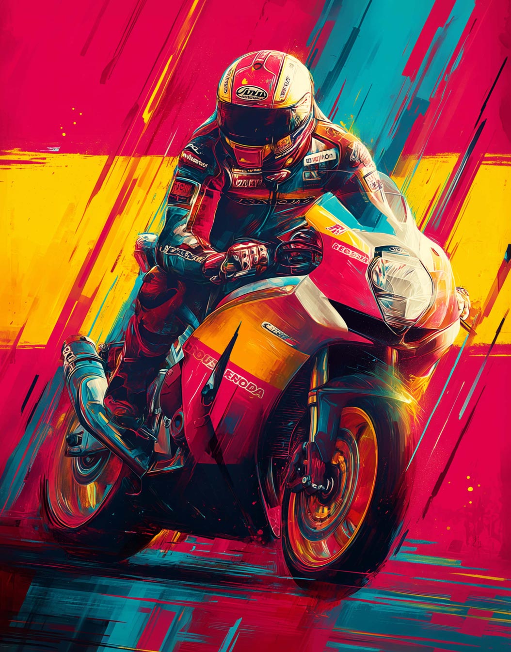 Speed Rush – Motorcycle Racer Giclée Canvas Print