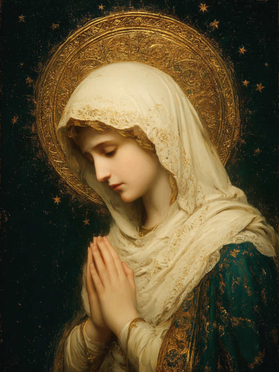 „Ave Maria“ – Giclée-Leinwand mit der betenden Jungfrau Maria
