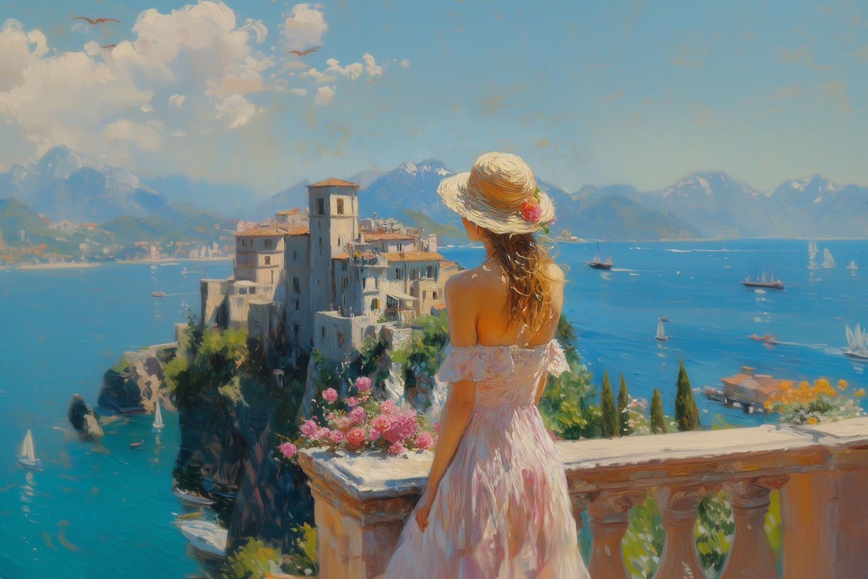 Italian Summer Reverie – Seaside Romance on Canvas